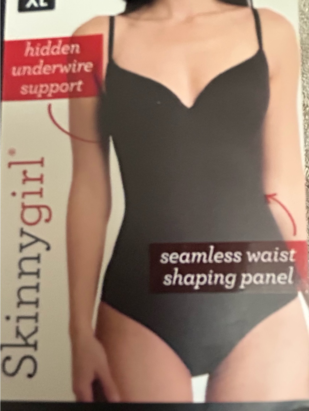 Skinny Girl Black Seamless Shaping Bodysuit with Adjustable Straps
